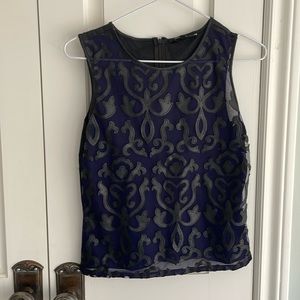 RW&Co top navy and black faux leather